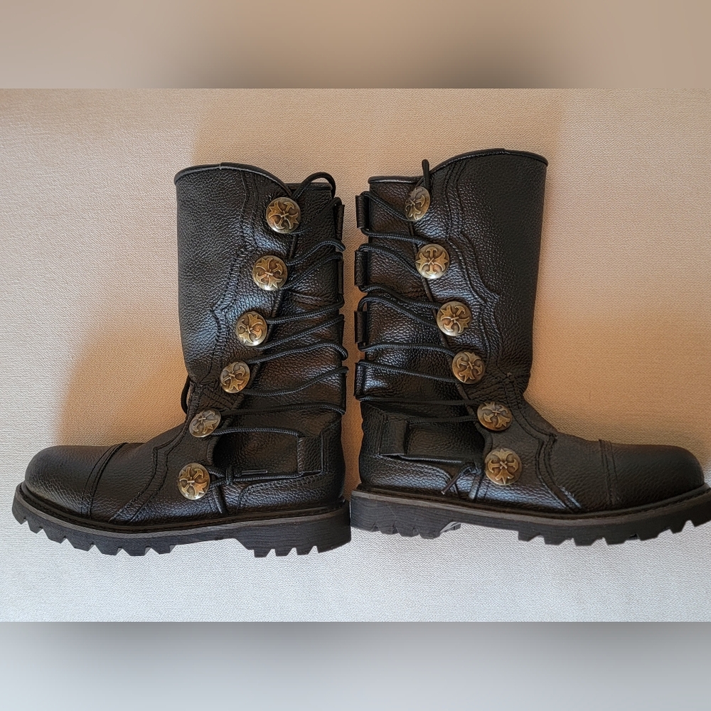 Andar Lace-up Boots Black Combat Steampunk Renaissance Cosplay - Worn Once! - Picture 2 of 10